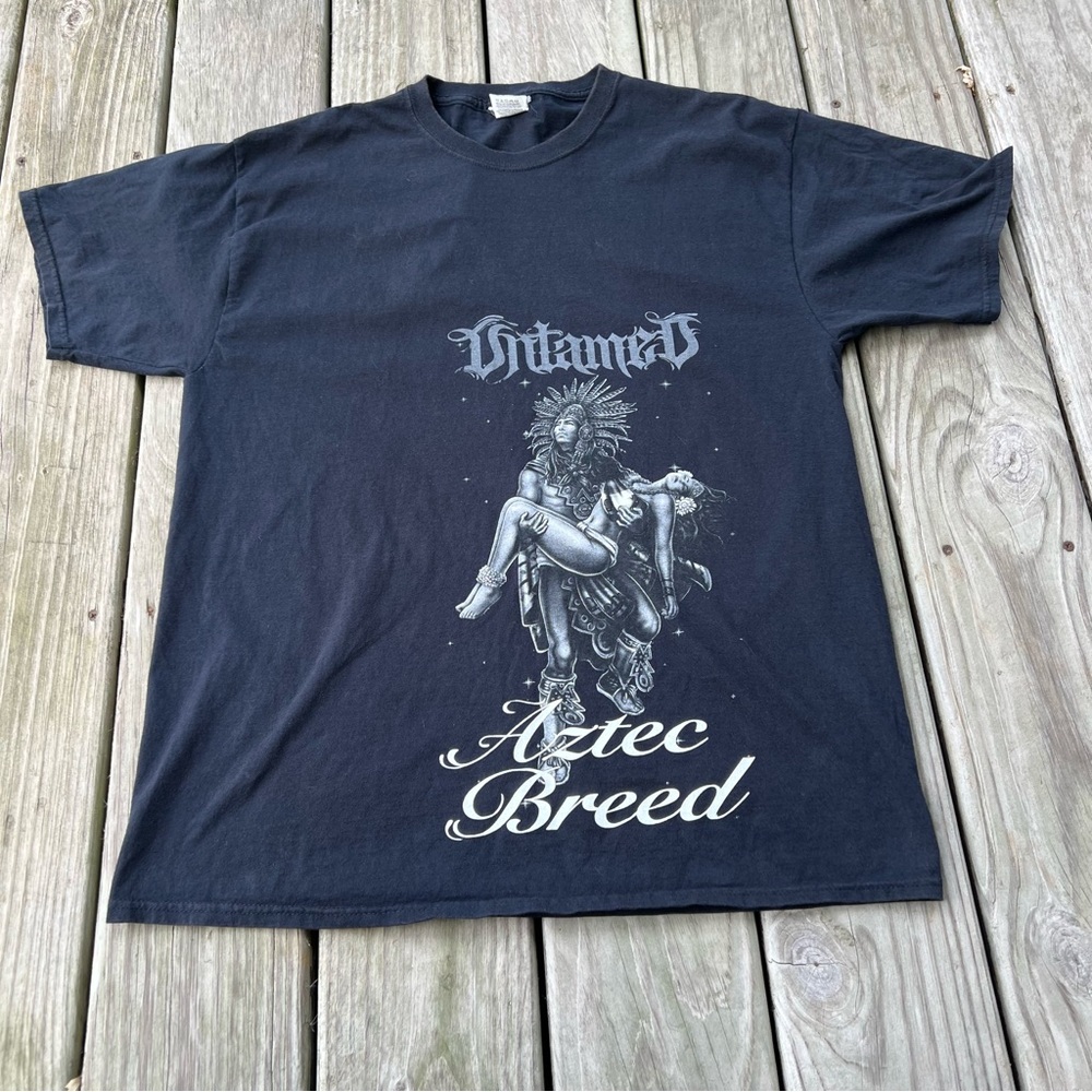 Untamed Tribal Warrior Aztec Breed Graphic Tee Black Streetwear L